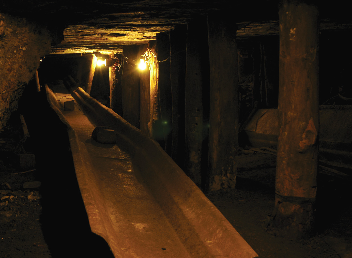 Tour group learning about coal mining at Tour-Ed Mine Pittsburgh
