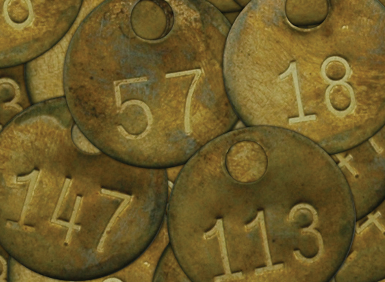 Brass mining tags — miners were paid by the ton in company scrip