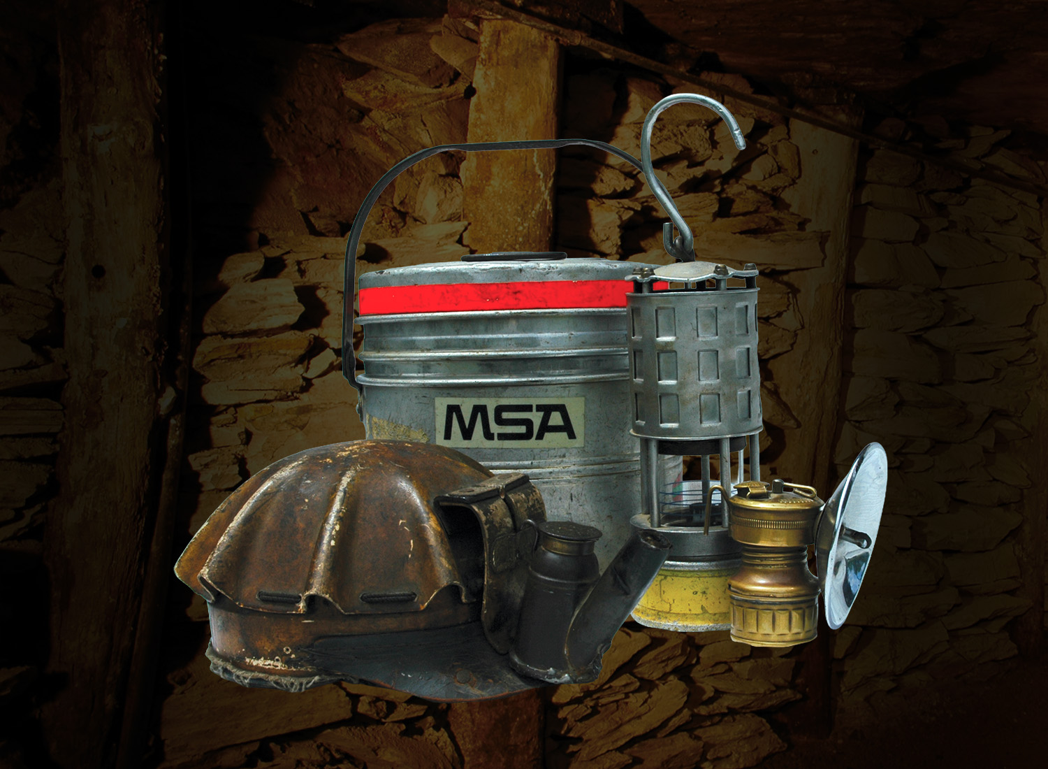 Coal mining tools — pick, shovel, and hydraulic equipment at Tour-Ed Mine